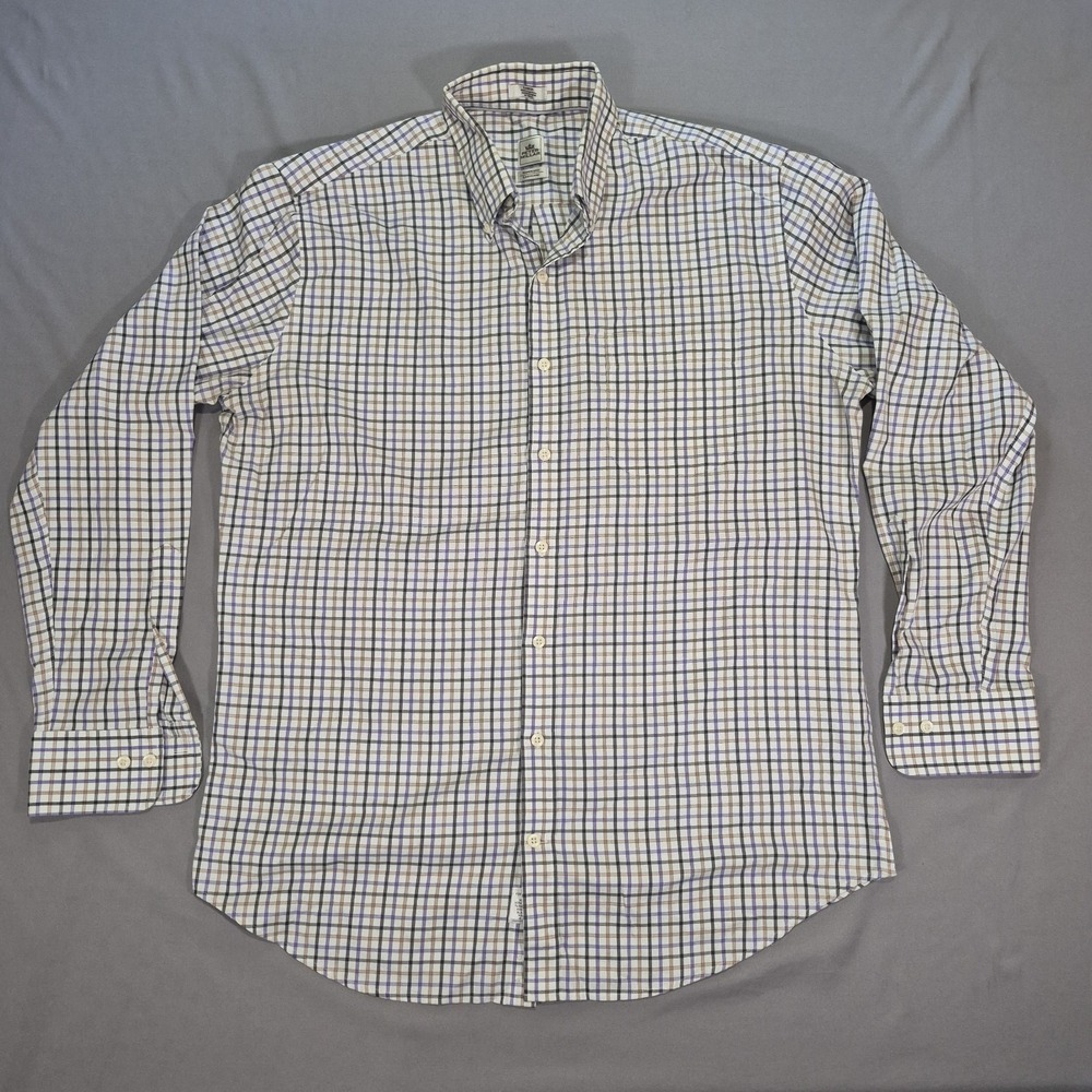 Peter Millar Nanoluxe Long Sleeve Button Down Shirt Multicolor Check Men's Large
